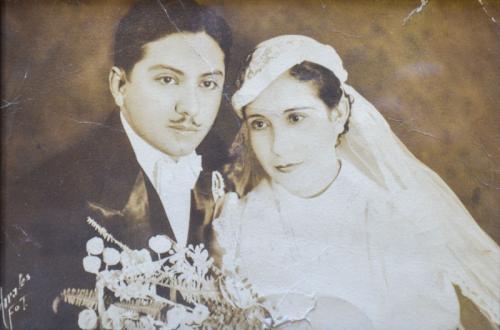 Andrés Flores Esparza y Lucinda Jasso Ramos en su boda en 1936.