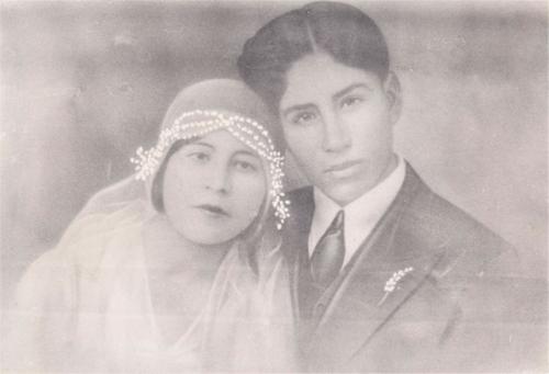 Domingo Ramírez Alatorre y Magdalena Mujica de Ramírez en su boda el 21 de enero de 1931.