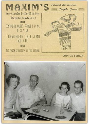 Turistas disfrutando de una noche en el Maxims de Nuevo Laredo. Década de 1950.